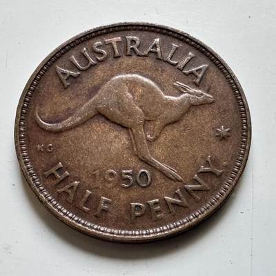 🌹外币初藏🌹🐯2026年第48场   每周二四六晚8️⃣点  大洋洲硬币专场 澳大利亚 1950年 乔治六世 半便士 