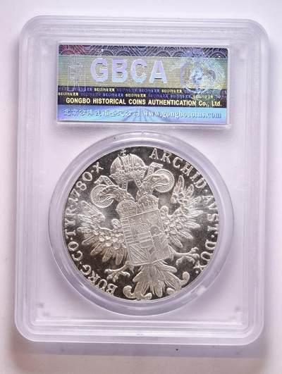 观钱 近现代机制币拍卖No.010（全场顺丰包邮，不区分偏远地区，本场5月5日开始发货）  1780奥匈帝国大奶妈1泰勒银币（后铸）公博 MS68，重28.4g，833银。镜面底板，几乎完美品相