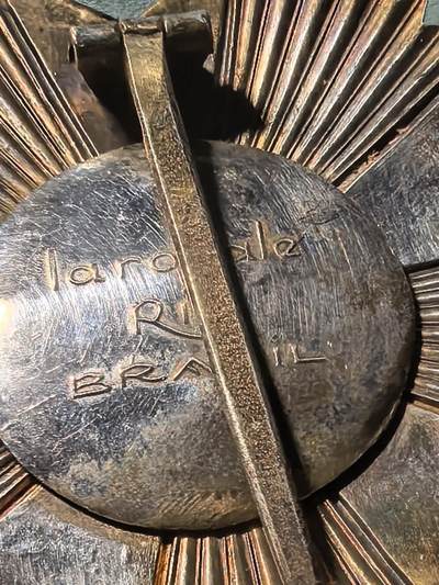 盛世勋华——号角文化勋章邮票专场拍卖第319期 巴西大十字级南十字座勋章星章 直径76毫米 银质镀金珐琅 带厂标，由里约著名制造商 La Royale 制作，定制珠宝商版，为巴西最高对外荣誉，仅授予外国人，表彰对巴西的突出贡献