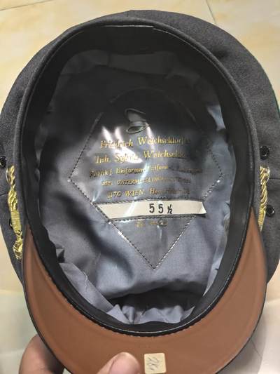 盛世勋华——号角文化勋章邮票专场拍卖第319期 奥地利海关警察大檐帽 定制带厂标  金属丝国徽 头围55.5厘米