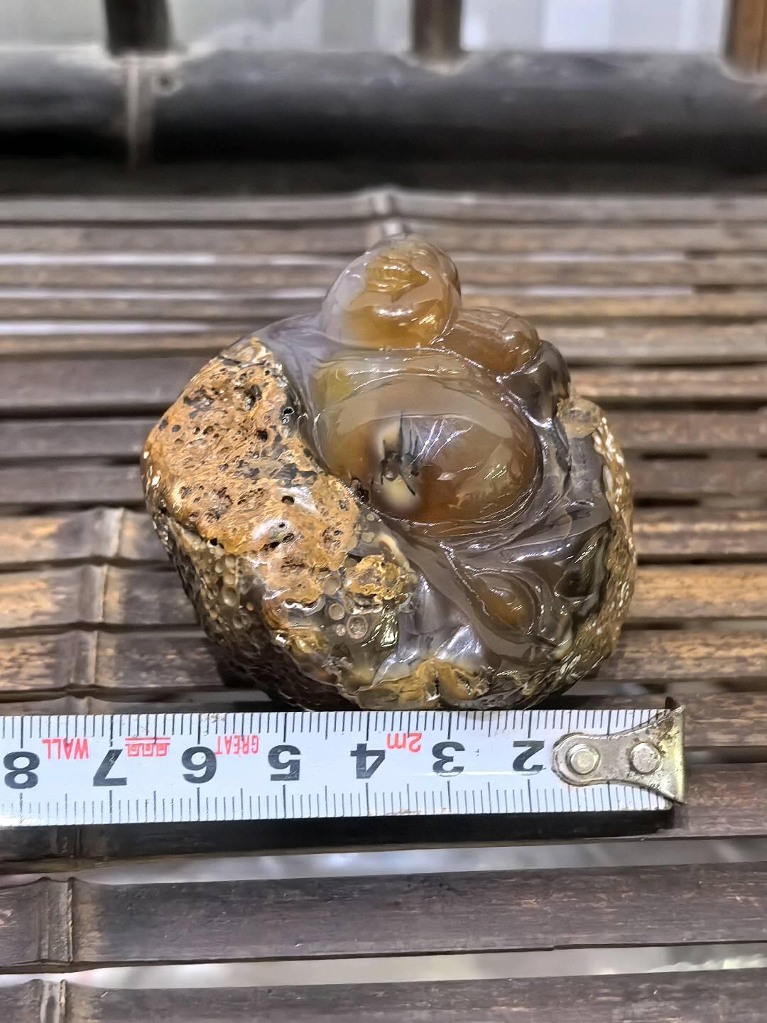 天然玛瑙留皮弥勒｜笑口常开手把件尺寸7x6 - 兰馨堂古玩艺术品- 麦稀奇