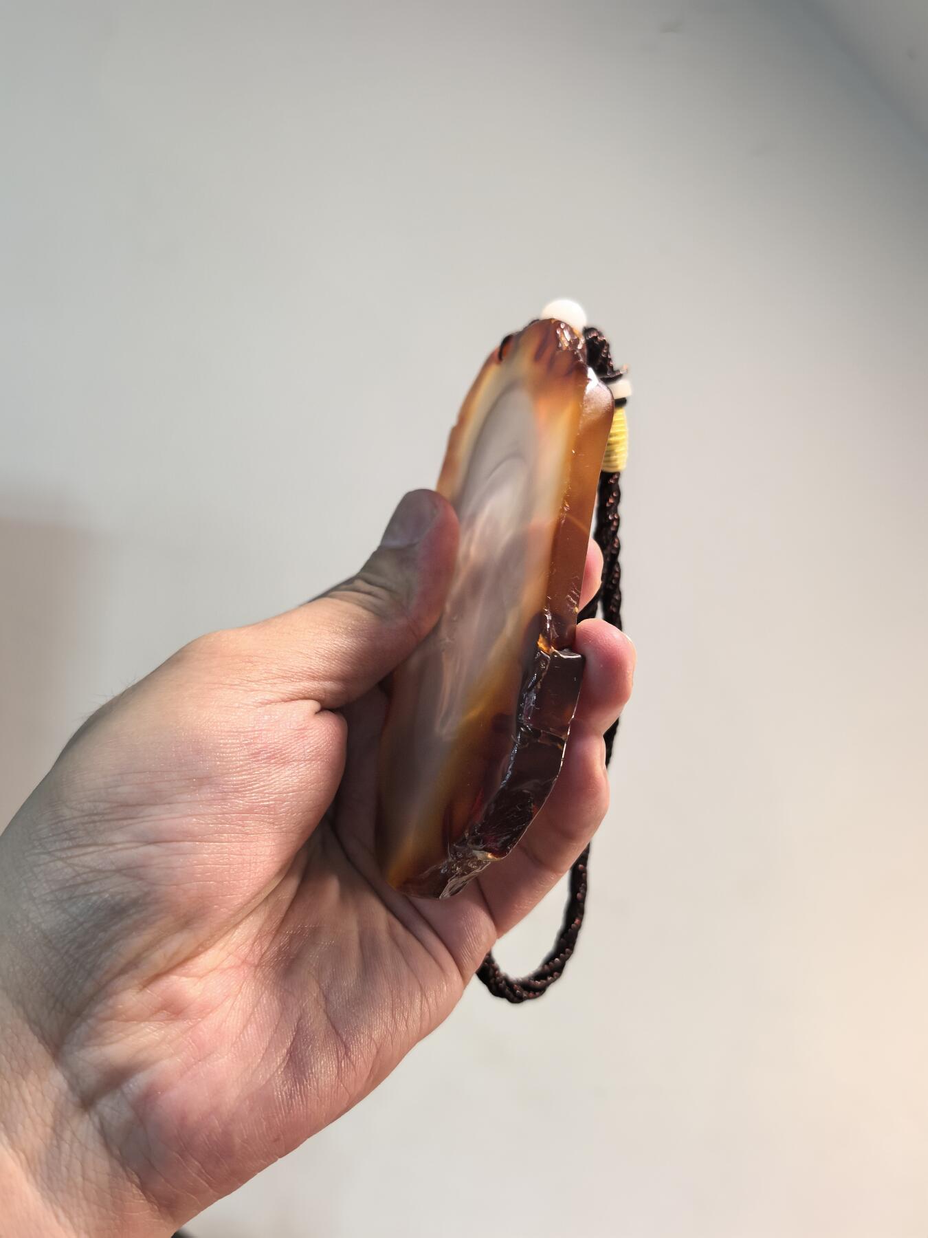 玛瑙 置物 天然玛瑙随形弥勒佛手把件留皮巧雕​长12 - 兰馨堂古玩艺术品- 兰馨堂
