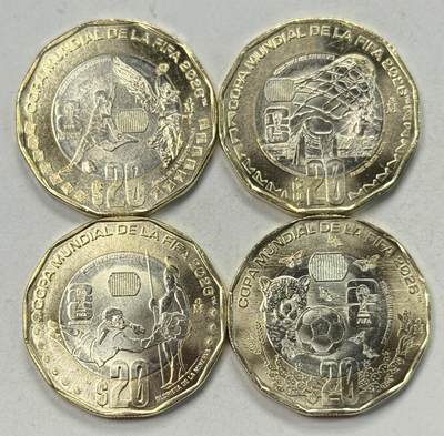 S&S Numismatic世界钱币-拍卖 第133期 - 墨西哥2026年 FIFA美加墨足球世界杯 20比索双色纪念币 4枚全套