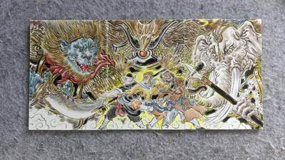 龙虎卡牌 九五场！(买家0佣金，满200包邮) - 【亲签】手绘3拼 天玑星 张先军 - 狮驼岭三妖 荧光版 (如图2，紫光灯照射会有夜光效果)