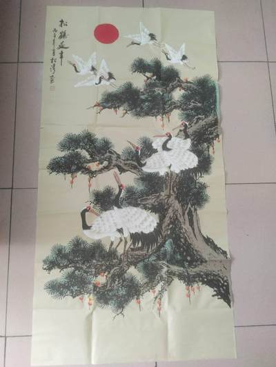 字画 - 松鹤延年。曾松涛 140cm*70cm。