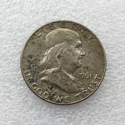 世界钱币专场拍卖 每周二开拍 - 1961年美国富兰克林半美元银币 90%银