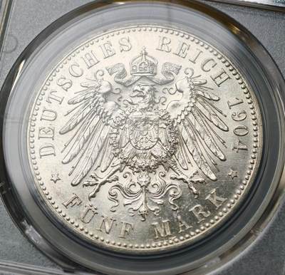 PCGS-MS64 德国1904梅克伦堡什未林皇家大婚纪念5马克，不多见的品种