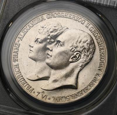 PCGS-MS64 德国1904梅克伦堡什未林皇家大婚纪念5马克，不多见的品种