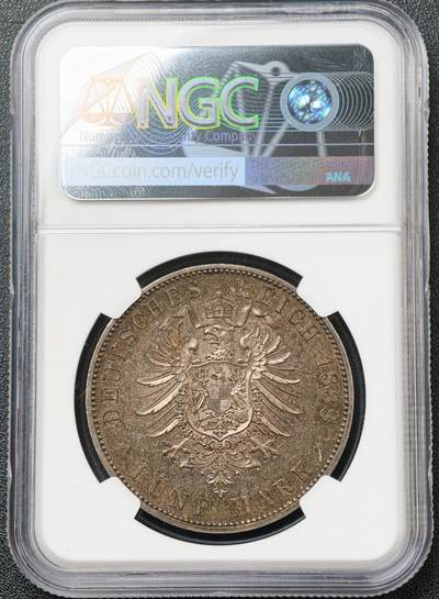 NGC-MS62 1888德国普鲁士三皇年弗雷德里希三世流通短翅5马克银币 短翅马克的经典之作，打制锋利厚重黑五彩包浆极美