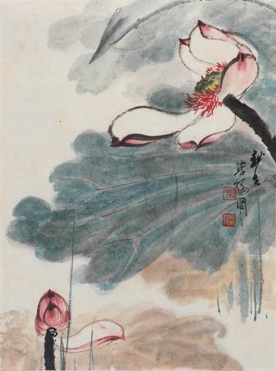 碧月说宝·库出珍秘·文物公司旧藏书画专场（五） - 韩云朗 荷花