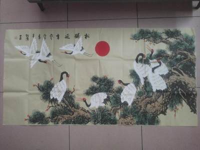 字画 - 松鹤延年。曾松涛。140cm*70cm。