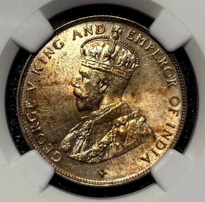 NGC MS62 英属海峡1920年乔治五世壹圆银币，底板好转光品- Flix - 麦稀奇