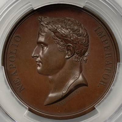掌中浮雕-藏着的欧洲第074场 - PCGS SP64 : 1804年法国拿破仑一世加冕原铸大铜章 ，68mm