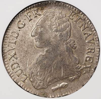 修遠堂世界钱币第208期 - NGC AU53 1788年法国路易十六 1埃居（Écu）大银币，Q厂铭，佩里格（Périgueux）造币厂
