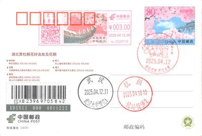 08月19日（周三）20:00 中国大陆天天骨折大会国际挂封片专场 - 2025中国大陆PP知音湖北 邮资加印片 彩色邮资机戳补资 武汉大学原地首日挂寄国内 一套9枚