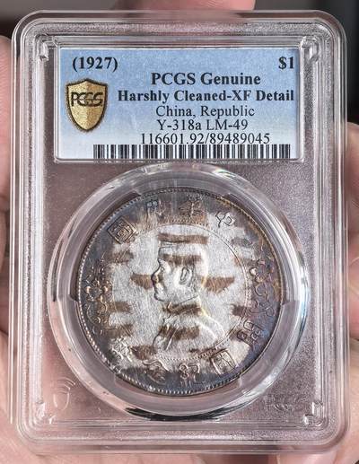 煦冉精品铜元银元专场 - 双喜紫墨 五彩孙小头（极为难得）PCGS XF92