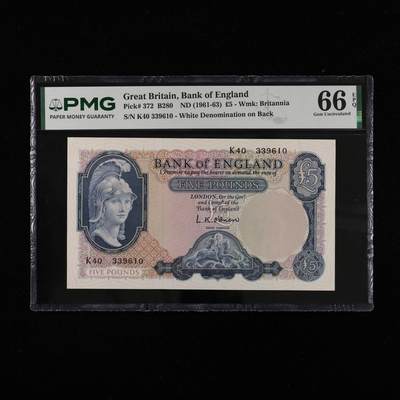【亘邦集藏】第247期拍卖 - 1961-63年 英格兰5镑 PMG 66EPQ K40 339610