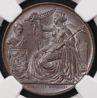 修遠堂世界钱币第212期 - NGC MS63BN 1856年比利时 5分纪念铜币（French Legend 法文版），纪念利奥波德一世登基 25 周年，法文铭文版本（区别于荷兰文版），收录于克劳斯稀有币目录
