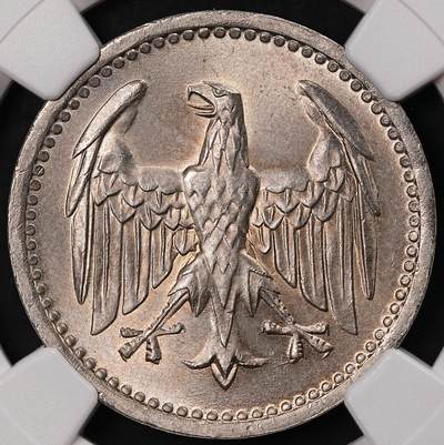修遠堂世界钱币第212期 - NGC MS63 1924年德国魏玛共和国3马克银币 A厂铭