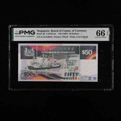 【亘邦集藏】第249期拍卖 - 1994年 新加坡50元 PMG 66EPQ E/19 619919