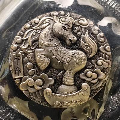 【全场包邮】纯粹捡漏拍563场 - 【银章】中国沈阳造币厂出品甲午年马年生肖45毫米纪念银章【含纯银80克详见证书】