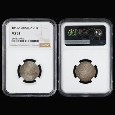 【亘邦集藏】第250期拍卖 - 1853年A奥地利20K NGC MS62 6741523-045