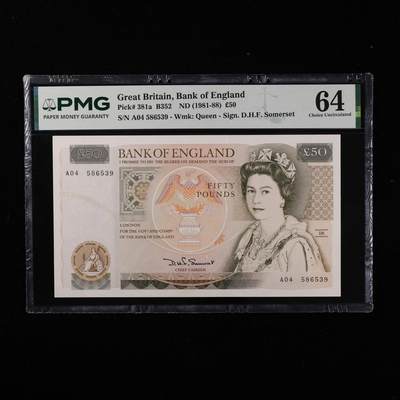 【亘邦集藏】第250期拍卖 - 1981-88年 英格兰50英镑 PMG 64 A04 586539