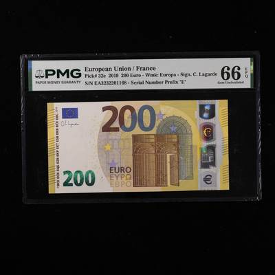 【亘邦集藏】第250期拍卖 - 2019年 欧盟-法国200欧元 PMG 66EPQ EA3232201168