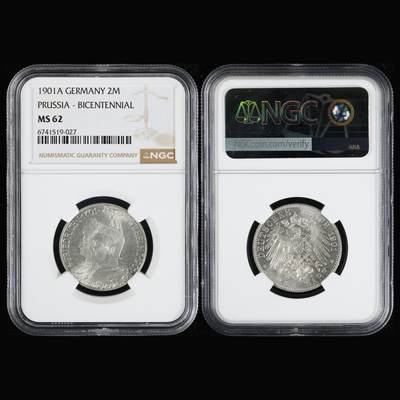 【亘邦集藏】第250期拍卖 - 1901年A德国2马克 NGC MS62 6741519-027