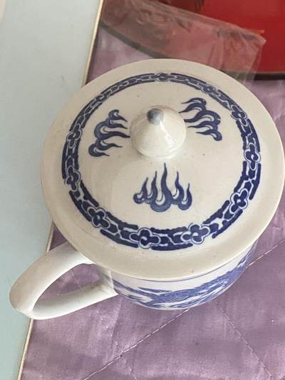 小英开心拍第783期 - 老青花龙纹盖杯一个，80年代产品，细腻，釉色漂亮，没有磕碰冲线，品相自观、