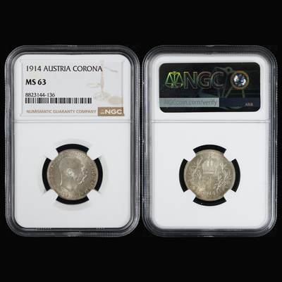 【亘邦集藏】第250期拍卖 - 1914年 奥地利1corona NGC MS63 8823144-136