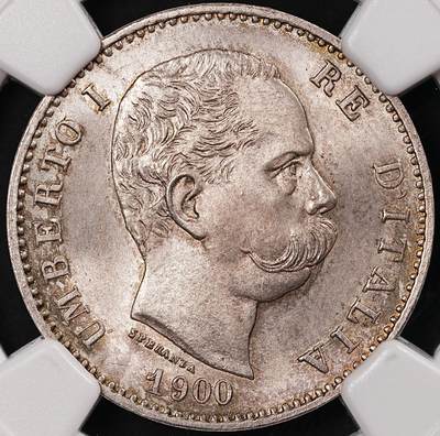 修遠堂世界钱币第213期 - NGC MS65 1900年意大利1里拉银币，纸袋五彩，收藏级