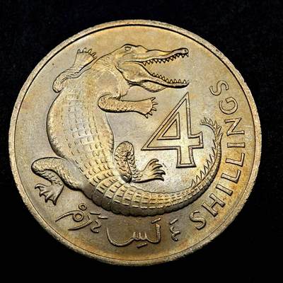 【淘币小摊】实时拍第九百五十六拍   散币场   每周一发货 - 冈比亚1966年4先令鳄鱼