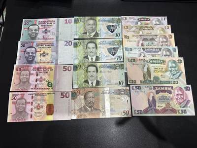 《外钞收藏家》第六百七十八期（精选场）（长期征集拍品、欢迎藏友们联系合作） - 斯威斯兰、博茨瓦纳、赞比亚3个国家14张一起 全新UNC