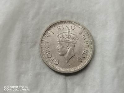 币 - 1944年1/2卢比银币