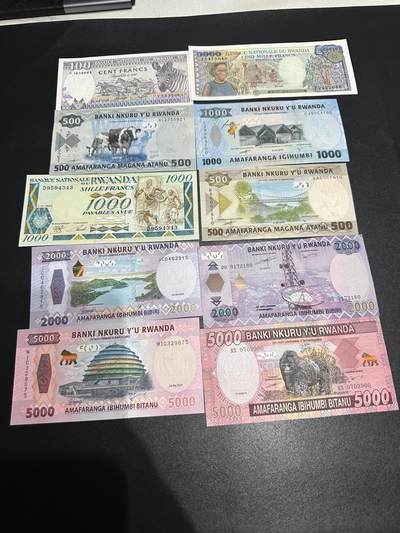 《外钞收藏家》第六百七十八期（精选场）（长期征集拍品、欢迎藏友们联系合作） - 卢旺达几个版本10张一起 全新UNC