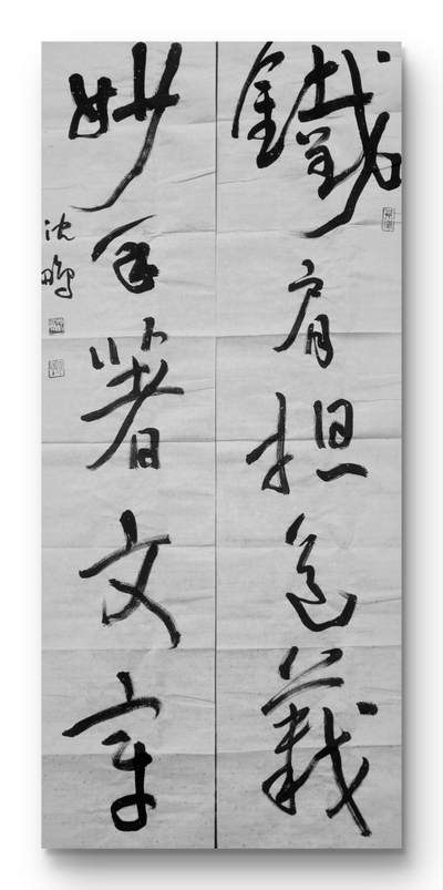 沈鹏先生书法对联《铁肩担道义 妙手著文章》 - 沈鹏先生书法对联《铁肩担道义 妙手著文章》