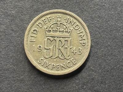 邮泉阁意大利硬币专场第七十七场（硬币在国外，请付邮费6元） - 英国1943年6便士银币